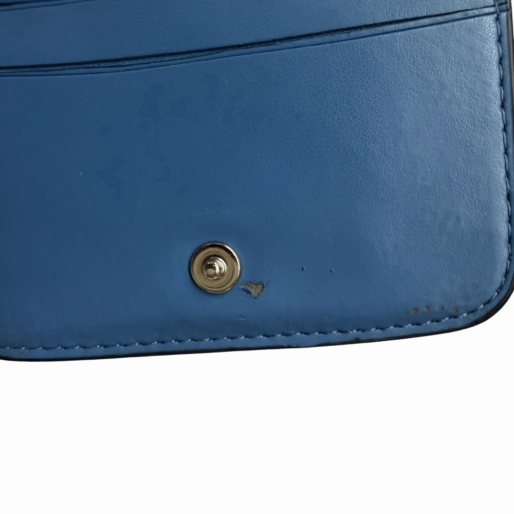 COACH Small Pebbled Leather Trifold Wallet with Ombre Rivets in Blue - Picture 6 of 9